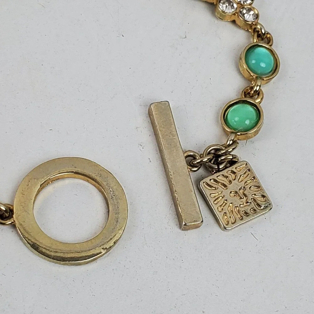 Vintage Anne Klein green, turquoise and Gold Bracelet - Picture 4 of 5